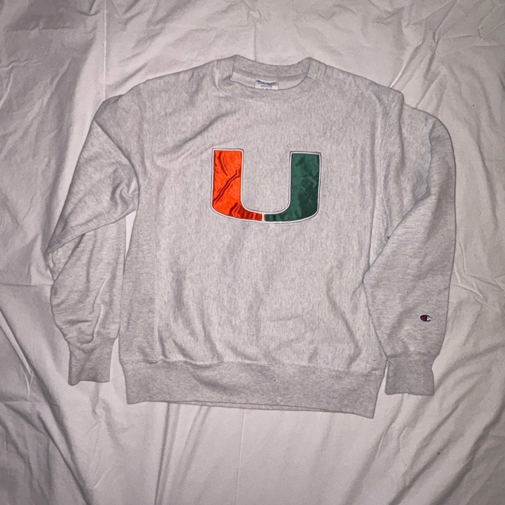 University of Miami, Champion Gray Men's Sweater with . It’s all about the U
